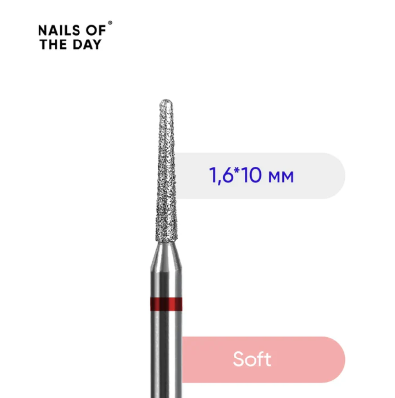 Nailsoftheday fresa de diamante Aguja, rojo 1,6*10 mm — Photo 2